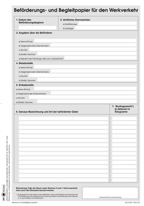 Beförderungs- und Begleitpapier für den Werkverkehr - neutral