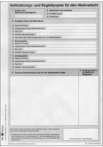 Beförderungs- und Begleitpapier  für den Werkverkehr A5 - neutral