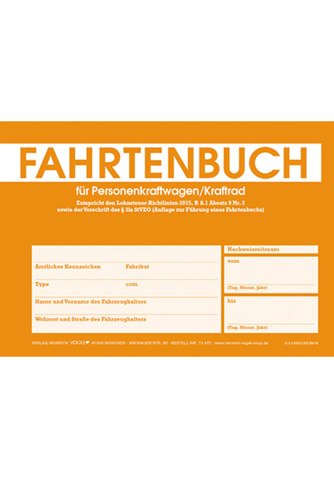 Fahrtenbuch für Pkw und Kraftrad