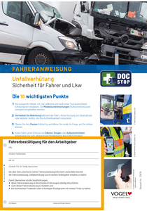 Fahreranweisung Unfallverhütung