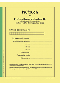 Prüfbuch für Kraftomnibusse und andere Kfz