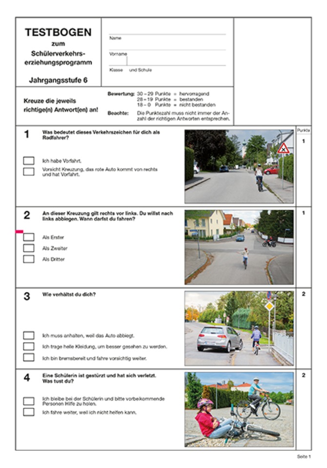 Testbogen 6. Jahrgangsstufe           