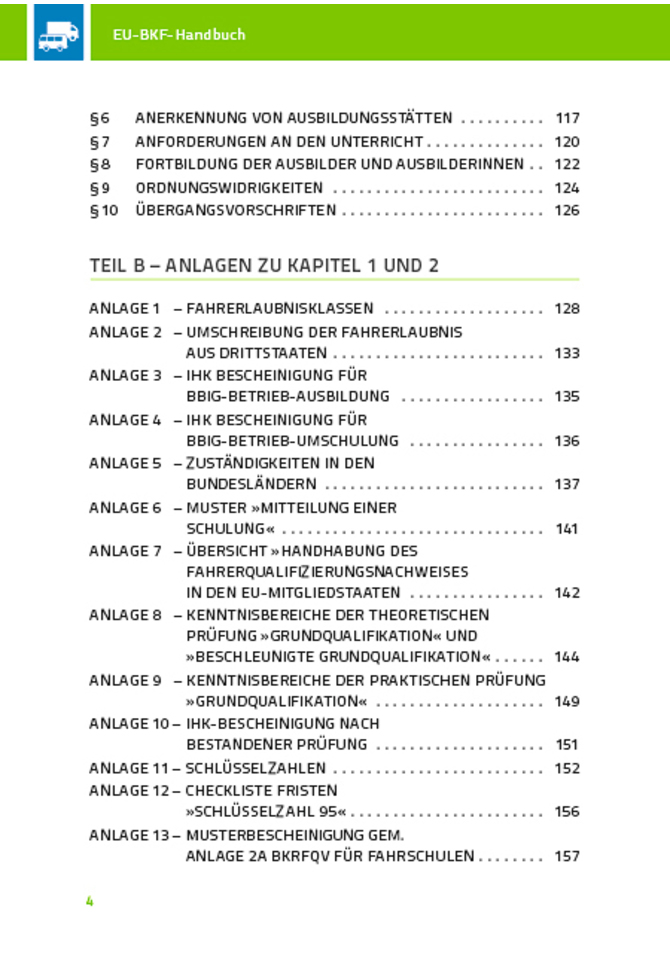 EU-Berufskraftfahrer Handbuch - Inhalt 2/3