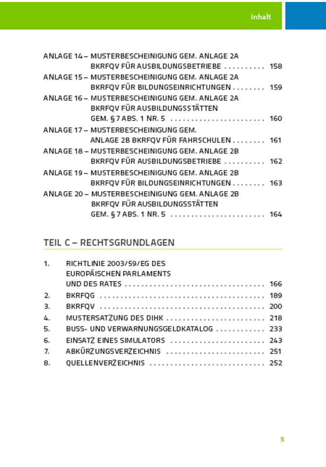 EU-Berufskraftfahrer Handbuch - Inhalt 3/3