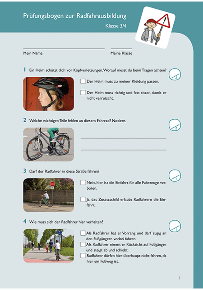 Prüfungsbogen zur Radfahrausbildung online kaufen im