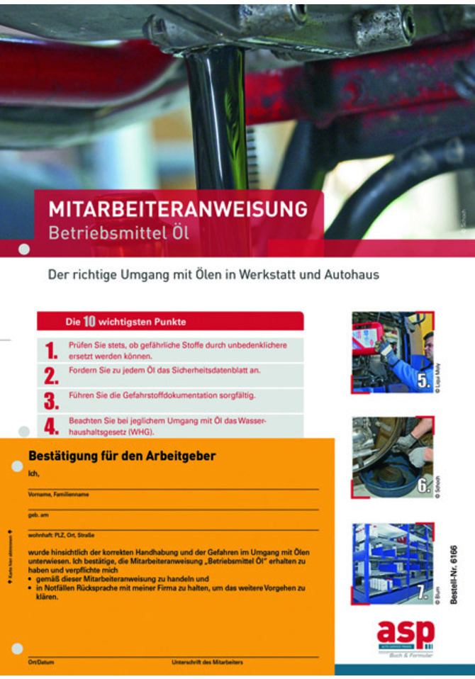Mitarbeiteranweisung Betriebsmittel Öl