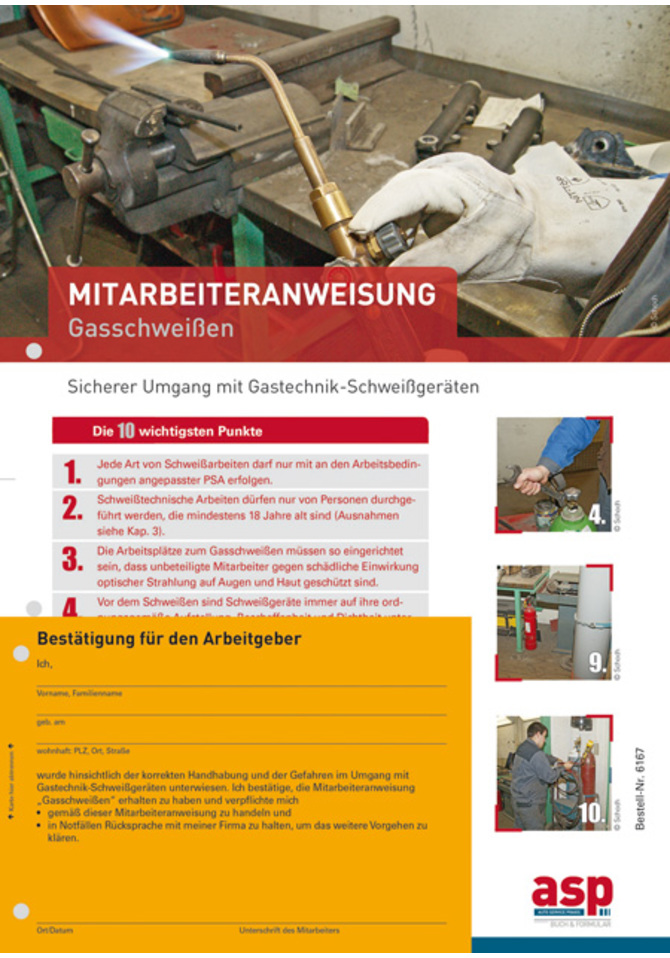 Mitarbeiteranweisung Sicherer Umgang mit Gastechnik Schweißgeräten