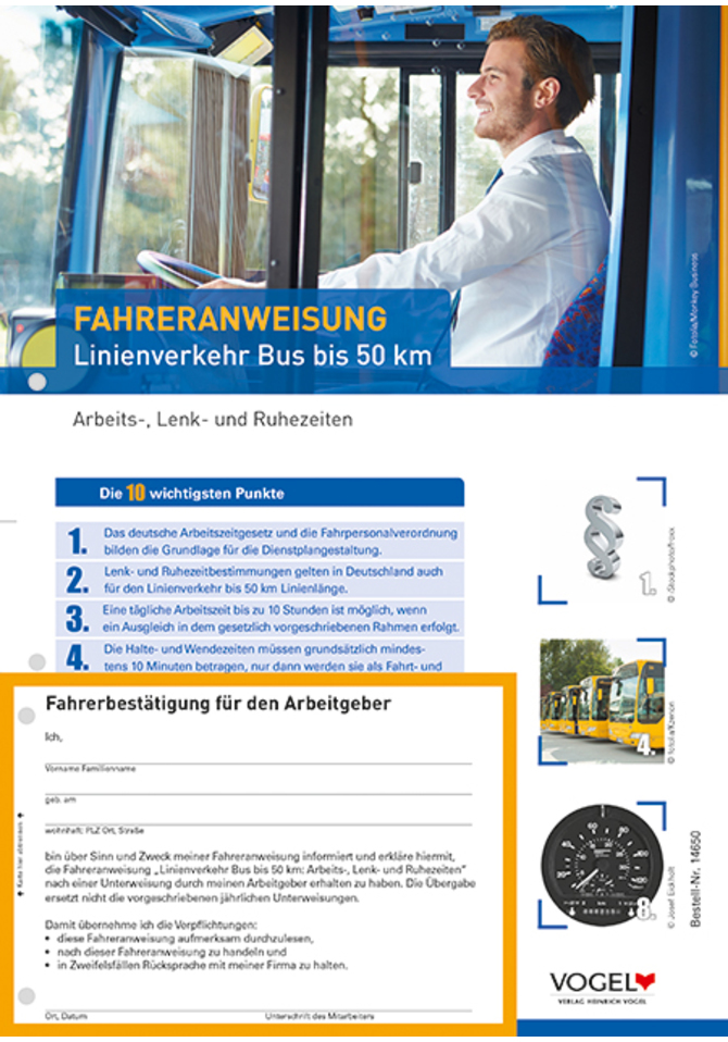 Fahreranweisung Linienverkehr Bus bis 50 km