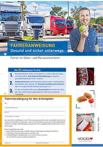 Fahreranweisung Gesund und sicher unterwegs