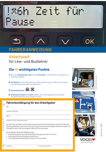 Fahreranweisung Arbeitszeit f&uuml;r Lkw- und Busfahrer