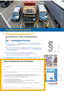 Fahreranweisung Bef&ouml;rderungsdokumente gewerblicher G&uuml;terkraftverkehr