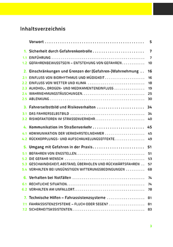 Trainer-Handbuch Modul Gefahrenwahrnehmung 3. Welle - Inhaltsverzeichnis 1