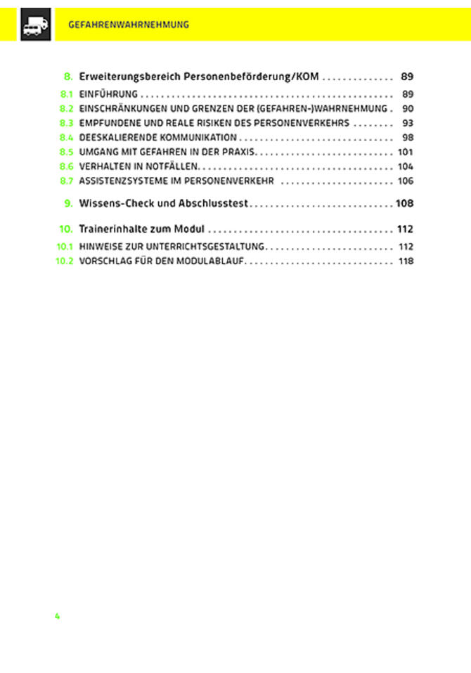 Trainer-Handbuch Modul Gefahrenwahrnehmung 3. Welle - Inhaltsverzeichnis 2