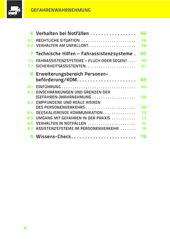 Teilnehmerheft Modul Gefahrenwahrnehmung 3. Welle - Inhaltsverzeichnis 2