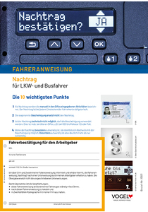 Fahreranweisung Nachtrag f&uuml;r Lkw- und Busfahrer