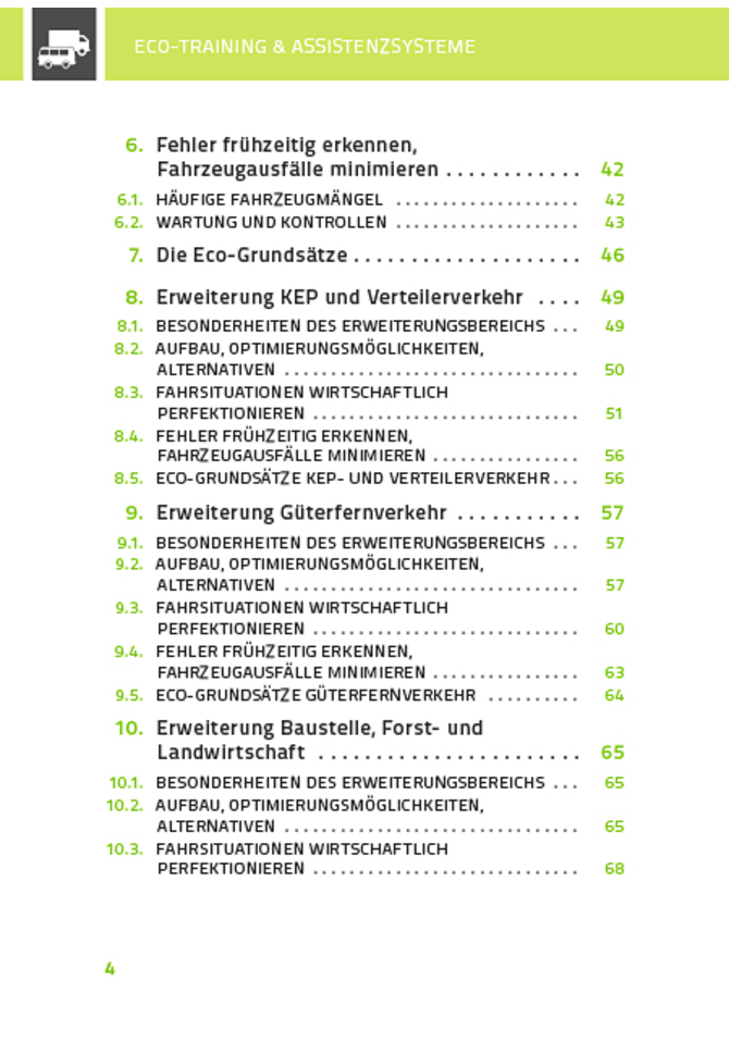 Teilnehmerheft Modul 1 Eco-Training & Assistenzsysteme 3. Welle - Inhaltsverzeichnis 2