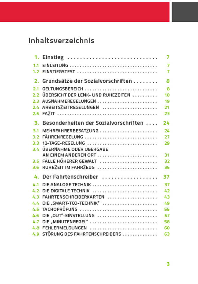 Teilnehmerheft Modul 2 Sozialvorschriften & Fahrtenschreiber 3. Welle - Inhalt 1/2