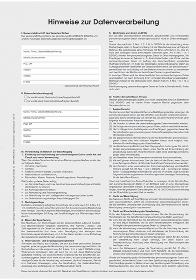 Hinweise zur Datenverarbeitung