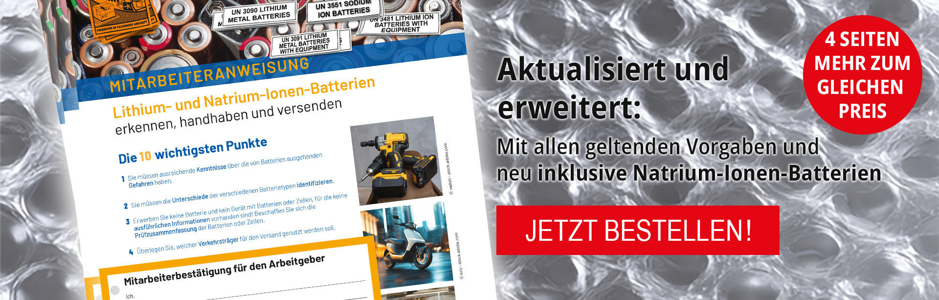 Mitarbeiteranweisung Lithiumbatterien - zur Seite Jetzt bestellen