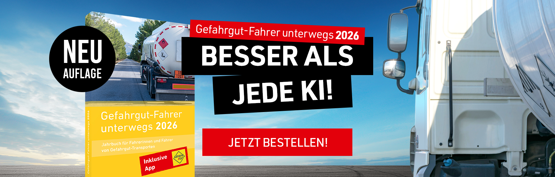 Gefahrgut-Fahrer unterwegs 2026 - zur Seite Jetzt bestellen