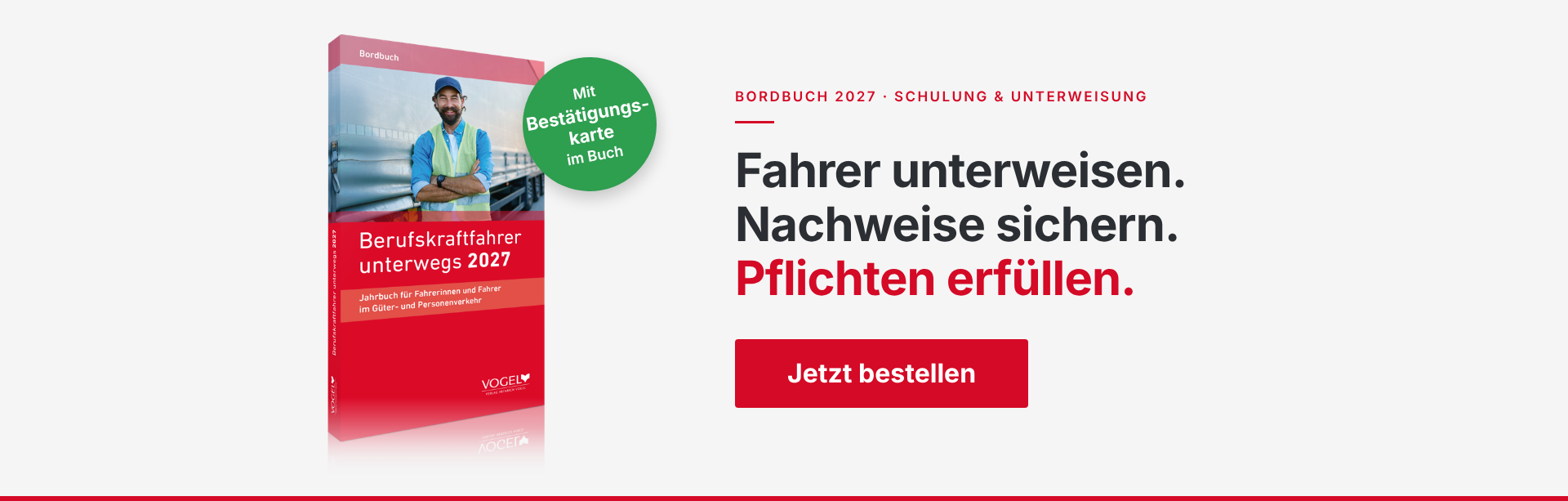 Bordbuch Berufskraftfahrer unterwegs 2027 - zur Seite Jetzt kaufen